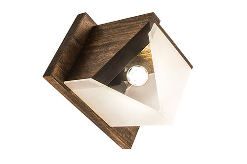 Meyda Lighting Fagelholk 10" Black & Natural Wood Mini Pendant Light With Frosted Clear Shade Glass