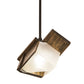 Meyda Lighting Fagelholk 10" Black & Natural Wood Mini Pendant Light With Frosted Clear Shade Glass