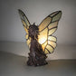 Meyda Lighting Fairy Holding Ladybug 8" Mahogany Bronze Accent Table Lamp With Beige Iridescent Shade Glass