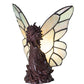 Meyda Lighting Fairy Holding Ladybug 8" Mahogany Bronze Accent Table Lamp With Beige Iridescent Shade Glass