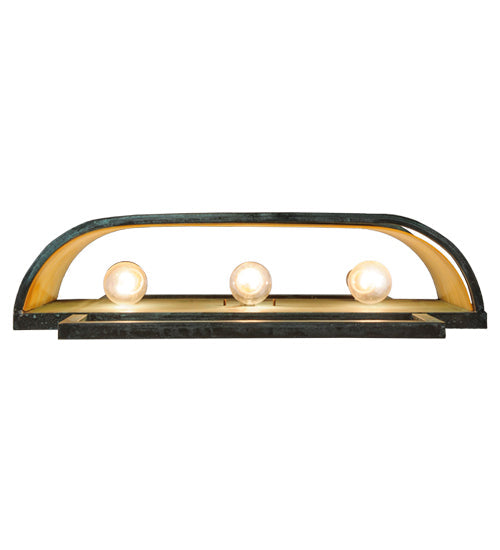 Meyda Lighting Faja 24" 3-Light LED Verdigris Wall Sconce With Beige Iridescent Shade Glass