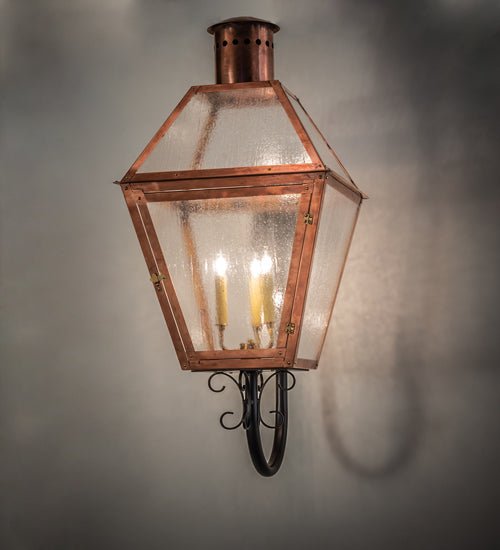 Meyda Lighting Falmouth 18" 3-Light Raw Copper Wall Sconce With Clear Seeded Shade Glass