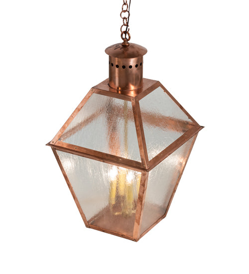 Meyda Lighting Falmouth 18"Sq 4-Light Raw Copper & Raw Brass Pendant Light With Clear Seeded Shade Glass
