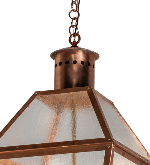 Meyda Lighting Falmouth 18"Sq 4-Light Raw Copper & Raw Brass Pendant Light With Clear Seeded Shade Glass