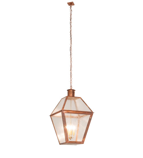 Meyda Lighting Falmouth 34" 4-Light Raw Copper & Raw Brass Pendant Light With Clear Seeded Shade Glass