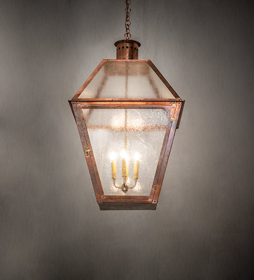 Meyda Lighting Falmouth 34" 4-Light Raw Copper & Raw Brass Pendant Light With Clear Seeded Shade Glass