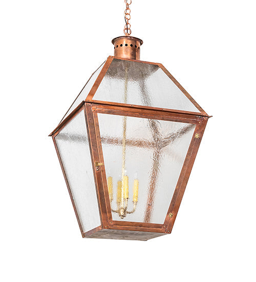 Meyda Lighting Falmouth 34" 4-Light Raw Copper & Raw Brass Pendant Light With Clear Seeded Shade Glass