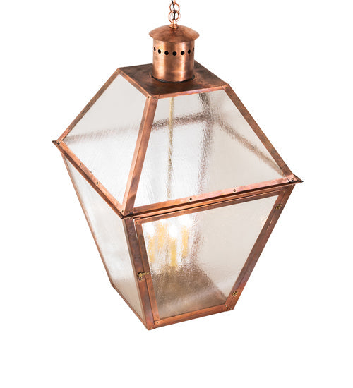 Meyda Lighting Falmouth 34" 4-Light Raw Copper & Raw Brass Pendant Light With Clear Seeded Shade Glass