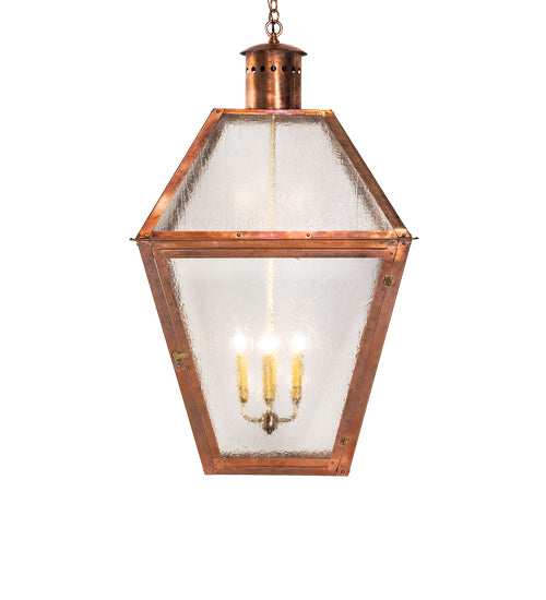 Meyda Lighting Falmouth 34" 4-Light Raw Copper & Raw Brass Pendant Light With Clear Seeded Shade Glass