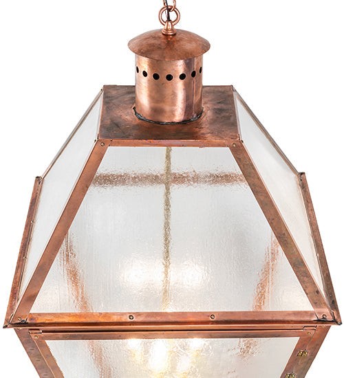 Meyda Lighting Falmouth 34" 4-Light Raw Copper & Raw Brass Pendant Light With Clear Seeded Shade Glass