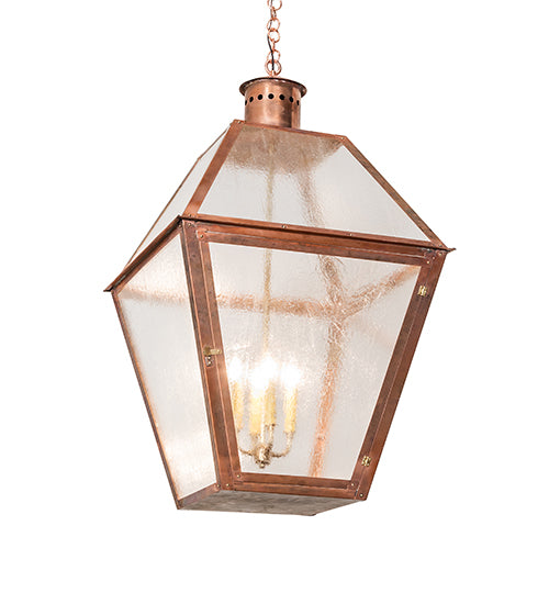 Meyda Lighting Falmouth 34" 4-Light Raw Copper & Raw Brass Pendant Light With Clear Seeded Shade Glass