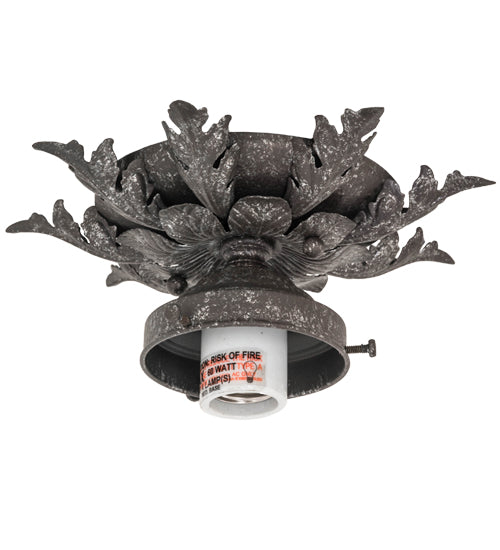 Meyda Lighting Fancy Floral 9" Antique Pewter Flush Mount Light Hardware