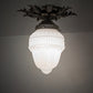 Meyda Lighting Fancy Floral 9" Antique Pewter Flush Mount Light With White Art Shade Glass