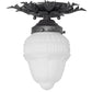 Meyda Lighting Fancy Floral 9" Antique Pewter Flush Mount Light With White Art Shade Glass