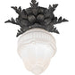 Meyda Lighting Fancy Floral 9" Antique Pewter Flush Mount Light With White Art Shade Glass