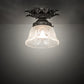 Meyda Lighting Fancy Floral 9" Antique Pewter Summer Wheat Flush Mount Light With Clear Textured Shade Glass