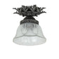 Meyda Lighting Fancy Floral 9" Antique Pewter Summer Wheat Flush Mount Light With Clear Textured Shade Glass