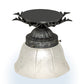 Meyda Lighting Fancy Floral 9" Antique Pewter Summer Wheat Flush Mount Light With Clear Textured Shade Glass