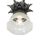 Meyda Lighting Fancy Floral 9" Antique Pewter Summer Wheat Flush Mount Light With Clear Textured Shade Glass