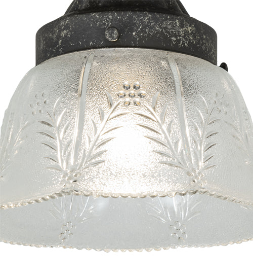 Meyda Lighting Fancy Floral 9" Antique Pewter Summer Wheat Flush Mount Light With Clear Textured Shade Glass