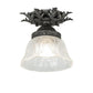 Meyda Lighting Fancy Floral 9" Antique Pewter Summer Wheat Flush Mount Light With Clear Textured Shade Glass