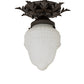 Meyda Lighting Fancy Floral 9" Oil Rubbed Bronze Colonnade Globe Flush Mount Light With White Shade Glass