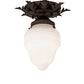 Meyda Lighting Fancy Floral 9" Oil Rubbed Bronze Colonnade Globe Flush Mount Light With White Shade Glass