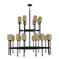 Meyda Lighting Fantasy 60" 24-Light 2-Tier Textured Black Chandelier With Sahara Taupe Idalight Shade