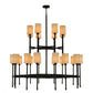 Meyda Lighting Fantasy 60" 24-Light 2-Tier Textured Black Chandelier With Sahara Taupe Idalight Shade