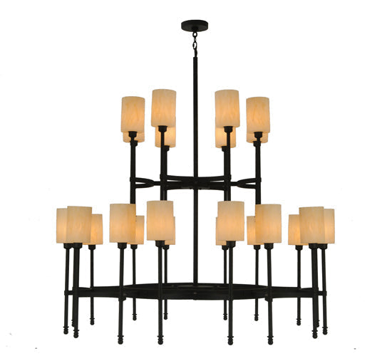 Meyda Lighting Fantasy 60" 24-Light 2-Tier Textured Black Chandelier With Sahara Taupe Idalight Shade