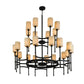 Meyda Lighting Fantasy 60" 24-Light 2-Tier Textured Black Chandelier With Sahara Taupe Idalight Shade