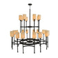 Meyda Lighting Fantasy 60" 24-Light 2-Tier Textured Black Chandelier With Sahara Taupe Idalight Shade