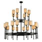 Meyda Lighting Fantasy 60" 24-Light 2-Tier Textured Black Chandelier With Sahara Taupe Idalight Shade