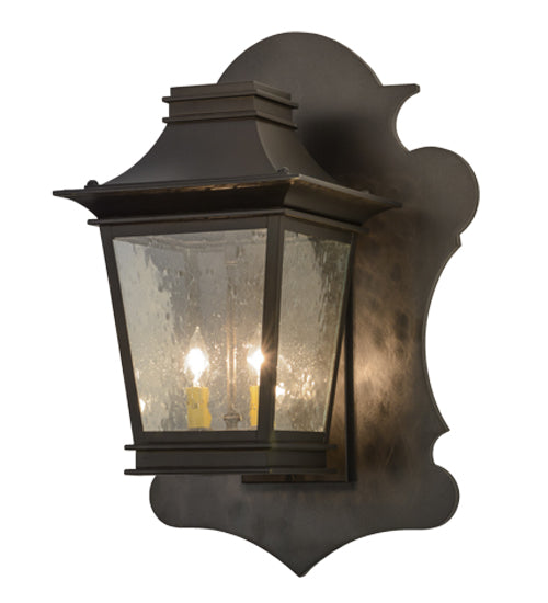 Meyda Lighting Fanucchi 18" 2-Light Timeless Bronze Lantern Wall Sconce With Clear Seeded Shade Glass