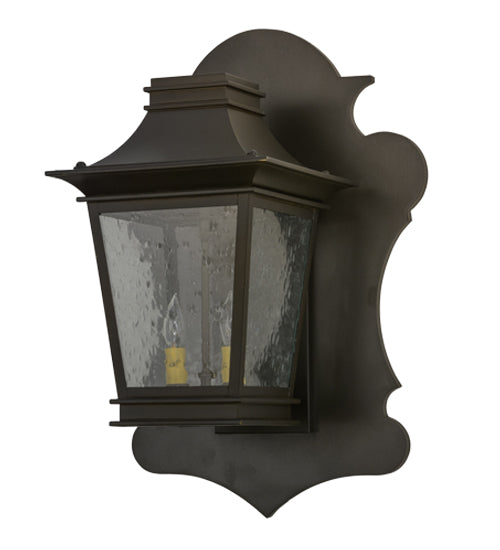 Meyda Lighting Fanucchi 18" 2-Light Timeless Bronze Lantern Wall Sconce With Clear Seeded Shade Glass