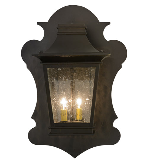 Meyda Lighting Fanucchi 18" 2-Light Timeless Bronze Lantern Wall Sconce With Clear Seeded Shade Glass