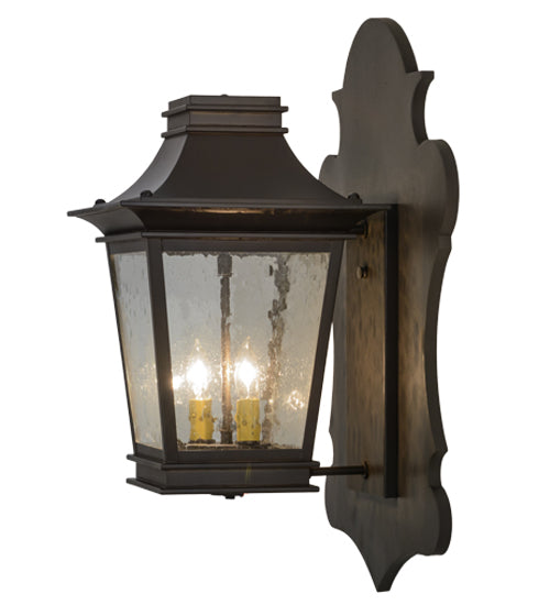 Meyda Lighting Fanucchi 18" 2-Light Timeless Bronze Lantern Wall Sconce With Clear Seeded Shade Glass