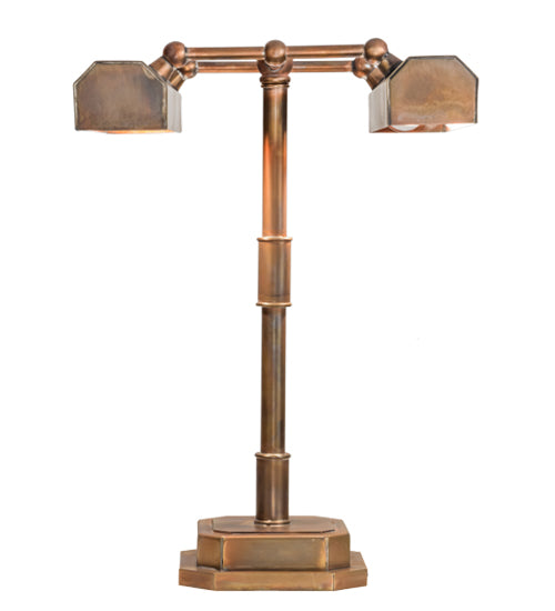 Meyda Lighting Fargo 16" 2-Light Vintage Brass Banker's Table Lamp