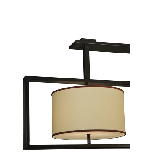 Meyda Lighting Farm Table 100" 6-Light Timeless Bronze Island Pendant Light With Natural Textrene Shade