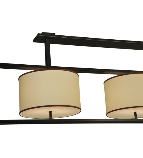 Meyda Lighting Farm Table 100" 6-Light Timeless Bronze Island Pendant Light With Natural Textrene Shade