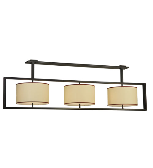 Meyda Lighting Farm Table 100" 6-Light Timeless Bronze Island Pendant Light With Natural Textrene Shade