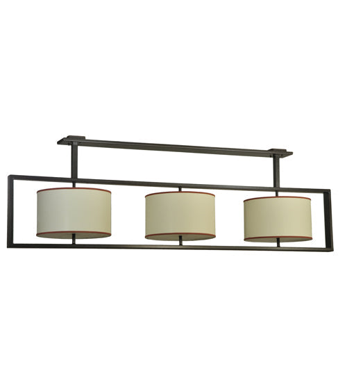 Meyda Lighting Farm Table 100" 6-Light Timeless Bronze Island Pendant Light With Natural Textrene Shade