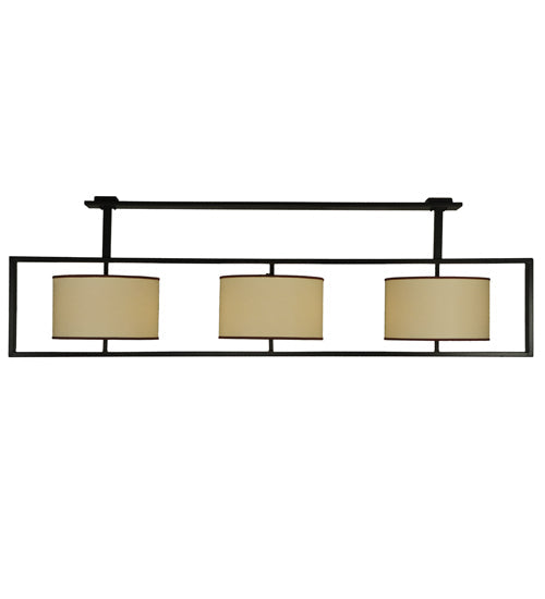 Meyda Lighting Farm Table 100" 6-Light Timeless Bronze Island Pendant Light With Natural Textrene Shade