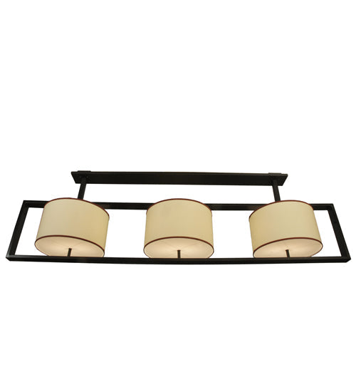 Meyda Lighting Farm Table 100" 6-Light Timeless Bronze Island Pendant Light With Natural Textrene Shade