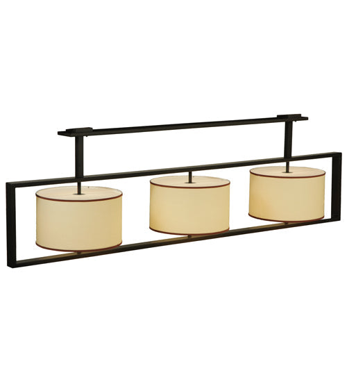 Meyda Lighting Farm Table 100" 6-Light Timeless Bronze Island Pendant Light With Natural Textrene Shade