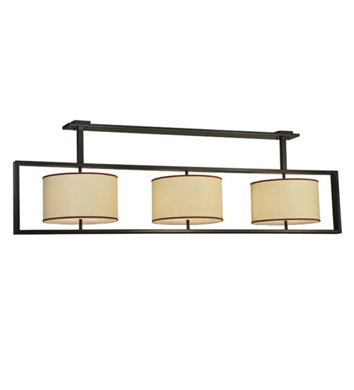 Meyda Lighting Farm Table 100" 6-Light Timeless Bronze Island Pendant Light With Natural Textrene Shade