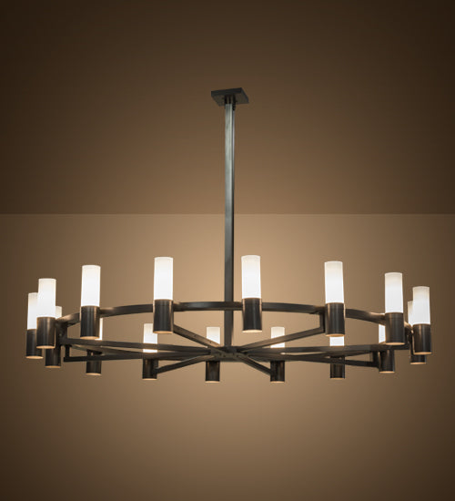 Meyda Lighting Farmington 144" 32-Light Timeless Bronze Chandelier With White Statuario Idalight Shade Glass
