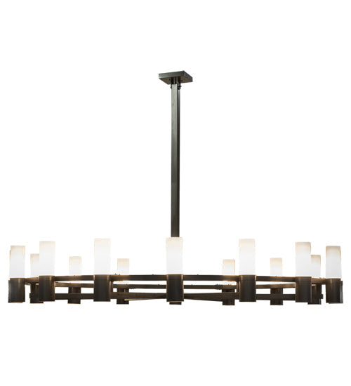 Meyda Lighting Farmington 144" 32-Light Timeless Bronze Chandelier With White Statuario Idalight Shade Glass