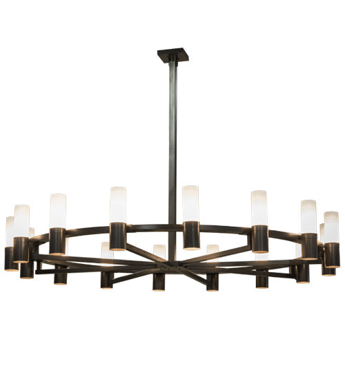 Meyda Lighting Farmington 144" 32-Light Timeless Bronze Chandelier With White Statuario Idalight Shade Glass