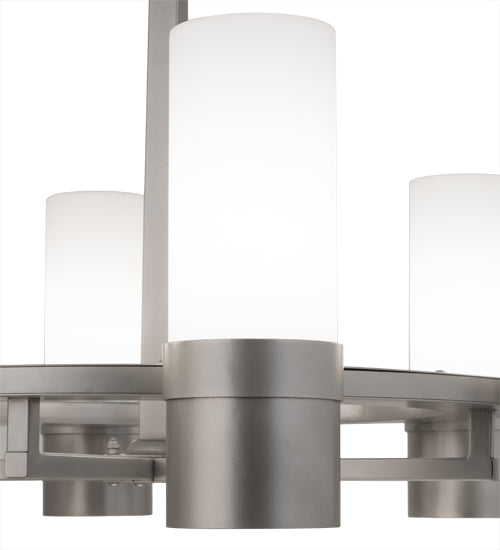 Meyda Lighting Farmington 48" 12-Light Nickel Chandelier With White Statuario Idalight Cylindres Shade